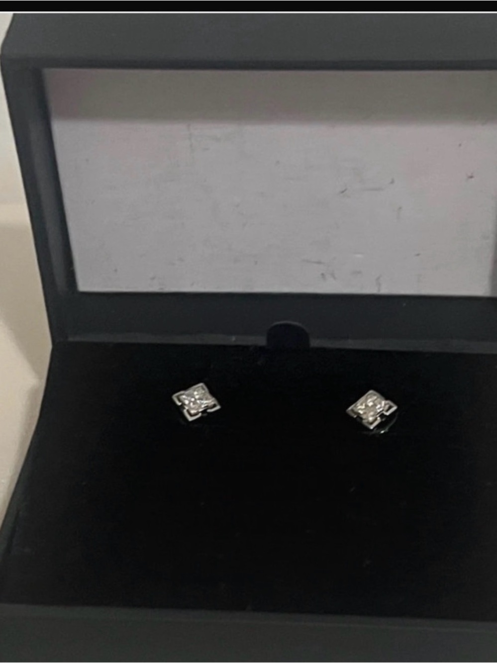 Classic Princess Cut Diamond Stud Earrings on 18K white gold